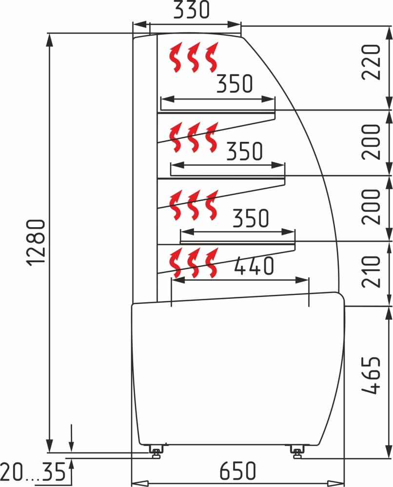 Тепловая витрина CARBOMA FLANDRIA LIGHT K70 SH 0,9-1 - 17