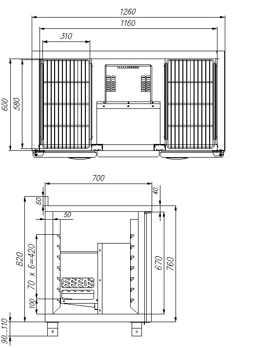 Холодильный стол для салатов (саладетта) CARBOMA T70 M2sal-1-G 0430 (SL 2GNG) - 3