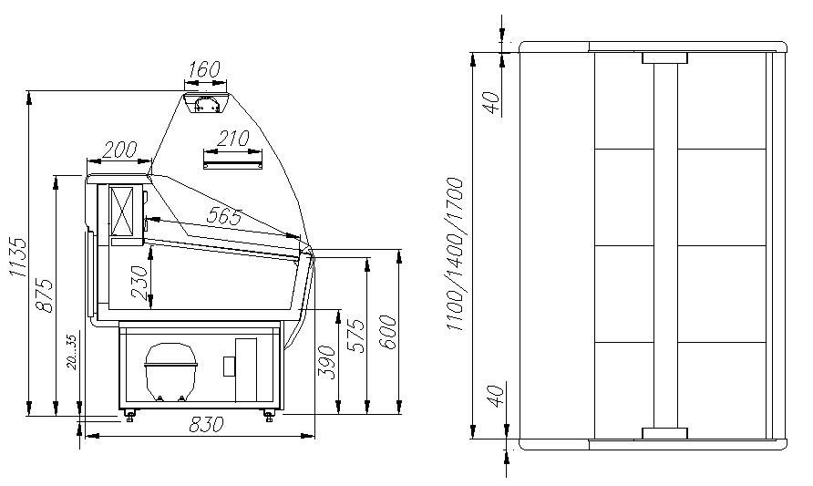 Холодильная витрина ПОЛЮС ЭКО ВХСр-1,5 PRAIA (G85 SV 1,5-1) - 1