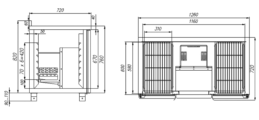 Холодильный стол CARBOMA T70 M2-1-G 0430 (2GNG/NT) - 2