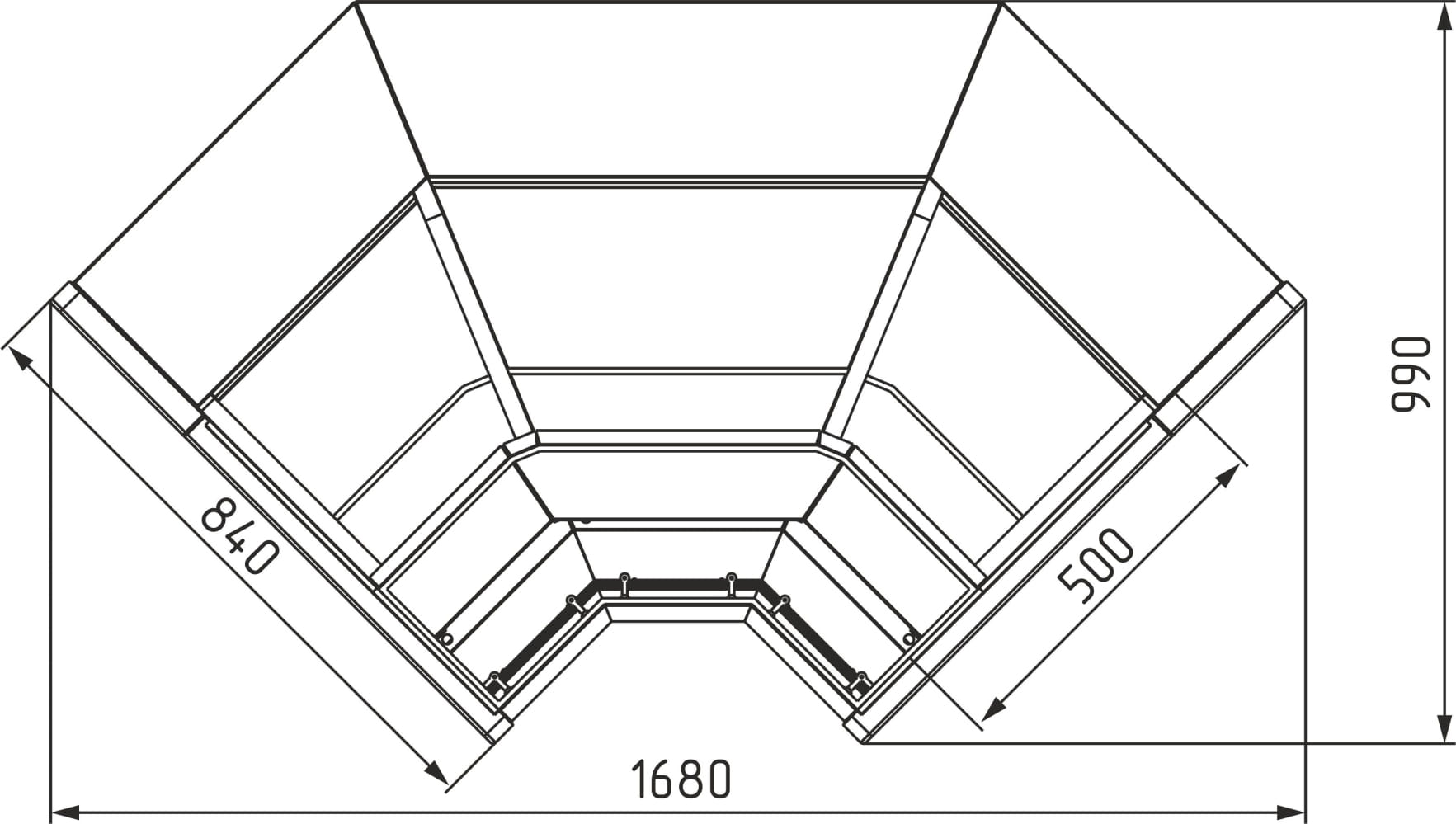 Нейтральная витрина CARBOMA BORNEO 2 KC80 N-6 (внутренний угол 90) - 4