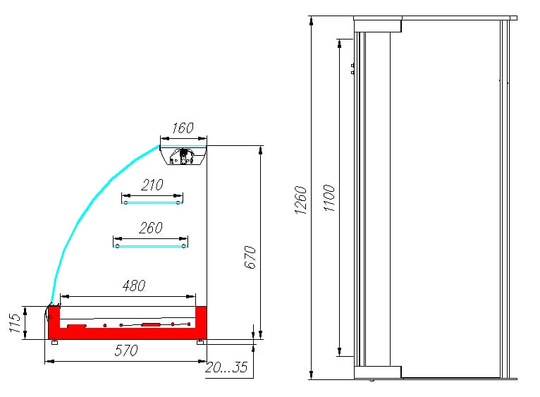 Тепловая витрина CARBOMA ВТ-1,2 Арго XL (A57 SH 1,2-1) - 4