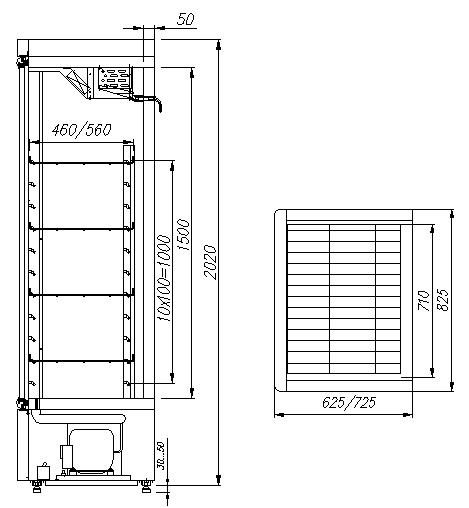 Холодильный шкаф CARBOMA V700 С INOX - 1